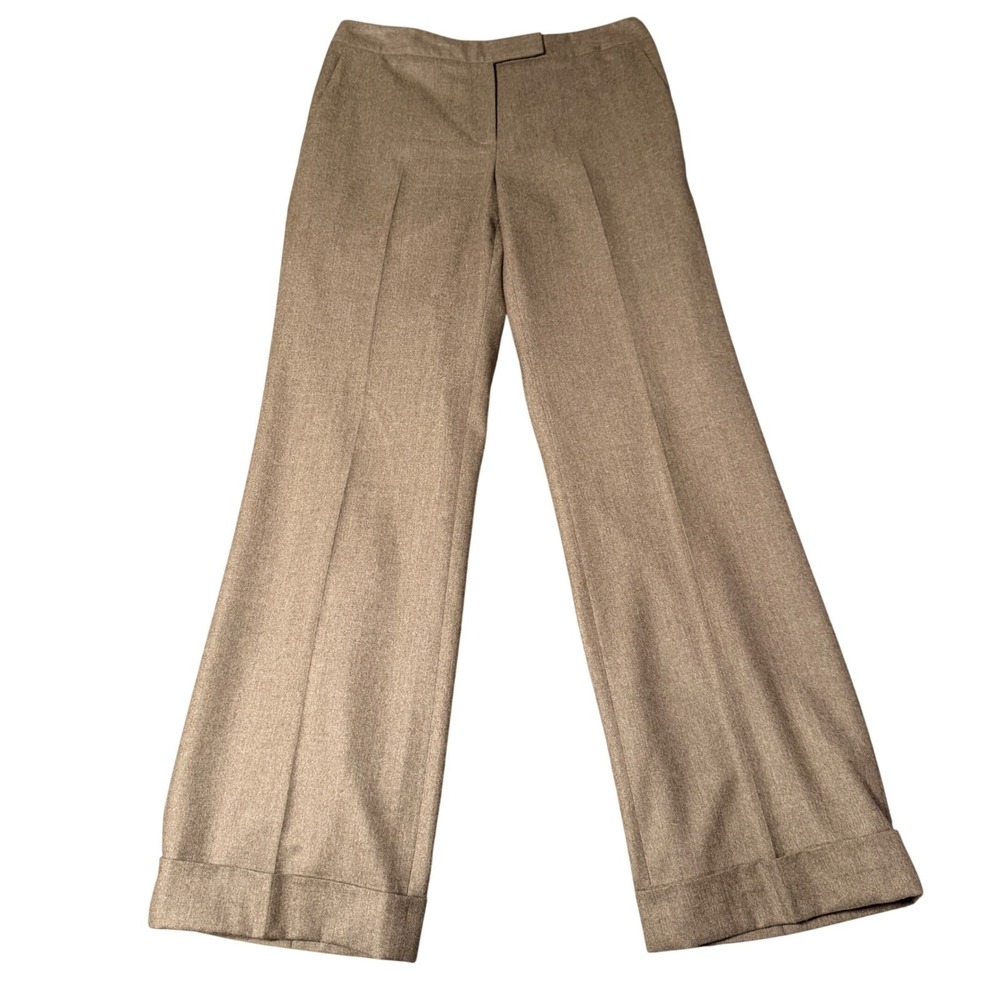 Brooks Brothers Wool Pants Womens 6 Brown Caroline Fit Wide Leg Cuffed Italian